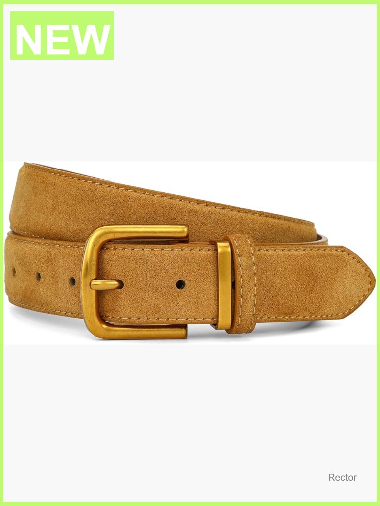 Women's Suede Belt Wide Chunky Belt With Gold Buckle
